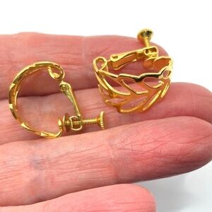 NAPIER Gold Tone Clip-On Hoops Earrings